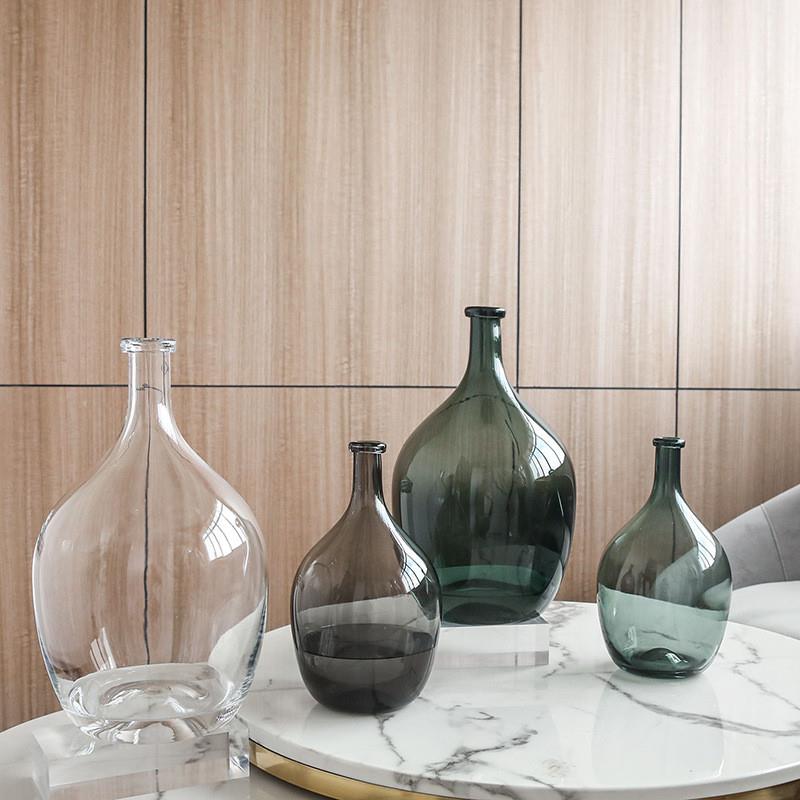 极速2023新款北欧轻奢t创意简约玻璃花瓶玻璃摆件客厅马醉木花