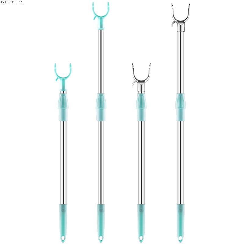 极速晾衣杆撑衣杆架家用衣服阳台杆式单杆挑不锈钢U伸缩衣叉挂衣