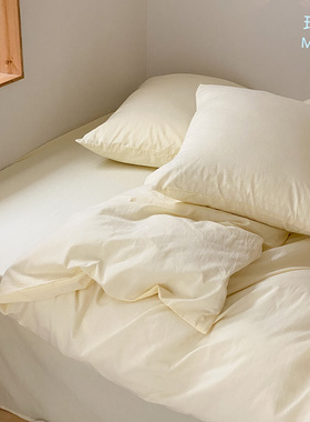 极速inas风简约全棉水洗棉被套四件套1.8米床单宿舍三件套床笠床