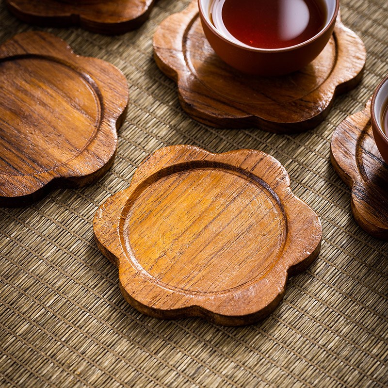极速新中式实g木杯垫茶杯垫茶道功夫茶杯托创意茶具木质餐桌隔热