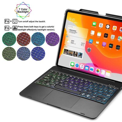 极速For iPad Pro 12 9 Case with Keyboard 7 CPolor Backlit Fu