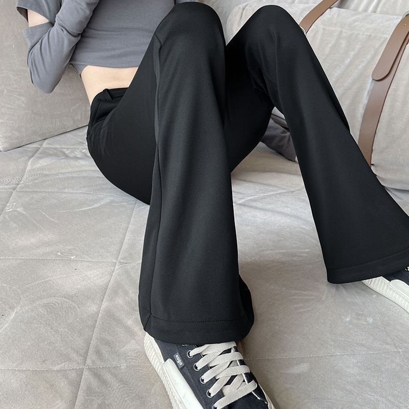 极速小个子西装微喇叭裤女春秋季2023新款高腰显T高垂感黑色休闲