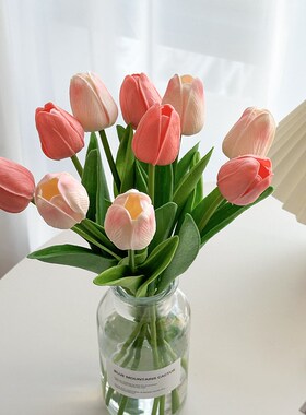 极速insc手感高仿真花郁金香假花拍照道具家居装饰花摆件摆设创意