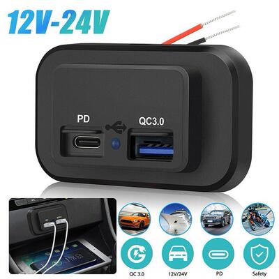 极速Dual USB Car Charger Socket 12V/24V 3.1A P4.8A USB Charg