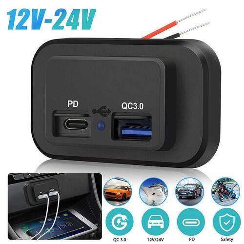 极速Dual USB Car Charger Socket 12V/24V 3.1A P4.8A USB Charg