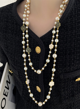 极速长款珍珠项链女秋冬毛衣链2023新款爆款妈妈款轻Y奢小众时尚