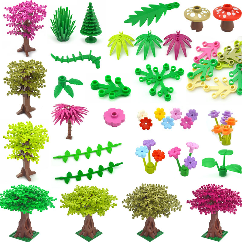极速Plants e Leaf Flower Mushroom Pine DIY BuilRding Blocks