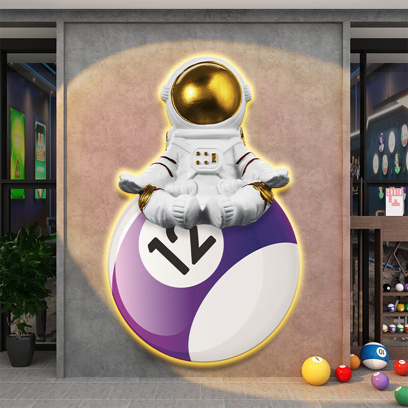 新品台球厅墙面装饰桌球室发光灯画球馆I挂画网红暴力熊装饰画带