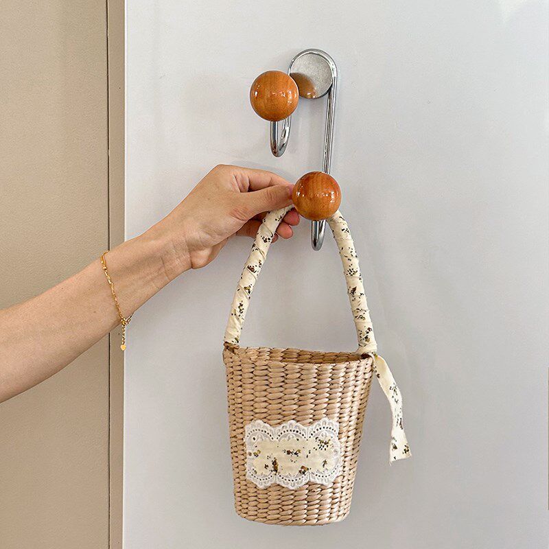 极速ins复古h门后磁吸挂钩简约家用免打孔磁铁木球挂钩冰箱磁吸贴
