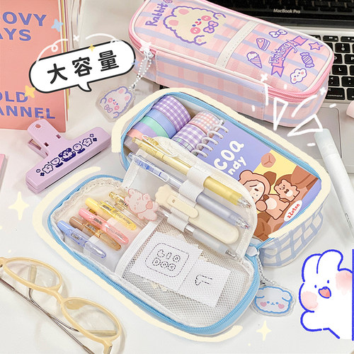 极速高颜值笔袋大容量初中生v铅笔盒可爱卡通学生收纳包ins儿童文