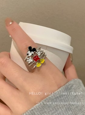 极速童趣卡通可爱米奇老鼠戒指女学生个性古灵精S怪情侣闺蜜食指