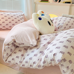 极速ins可爱小狗棉加绒加厚四件套秋冬加绒保暖M被套少女心1.5m1.