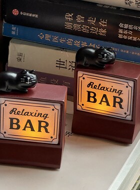 极速复古小猫h咪夜灯迷你桌面氛围灯床头灯卧室咖啡吧台酒吧装饰