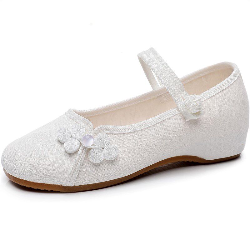 新品新款b春秋老北京布鞋坡跟禅意低跟绣花鞋搭配纱裙旗袍茶艺师