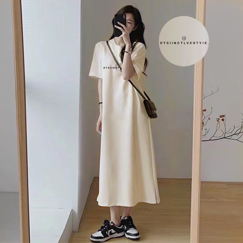 极速孕妇连衣裙夏装20q25新款宽松短袖t恤裙子夏季开叉长裙潮孕期