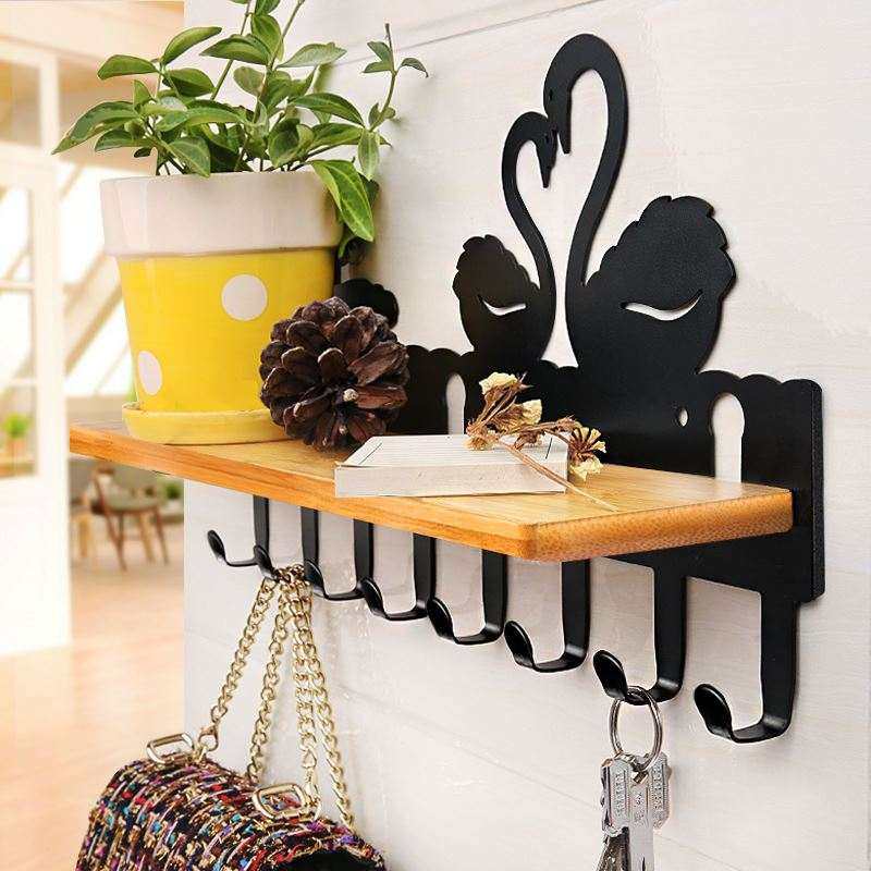 极速衣服置物架墙壁粘胶家用x装饰挂钩衣帽排钩入户客厅收纳实木