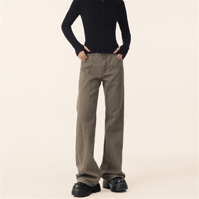 PEAC 美式秋冬微喇cleanfit工装裤子女小个子显瘦垂感直筒休闲裤