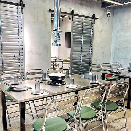 极速不锈钢火锅桌不锈钢烤肉桌下B排烟上排烟烤肉桌定制无烟烤肉