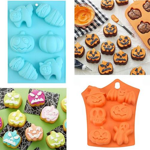 极速3D Cake Mold Halloween Pumpkin SiliconMe Mold Fondant Ca