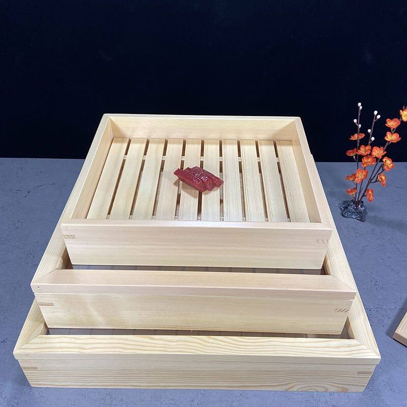 极速日式木制带盖子鱼生盒刺身木盘鲑鱼J盒板前用木盒牛肉盘盒料