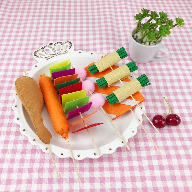 极速免剪裁烧烤材料包/成品 不织布DIY幼L儿园手工 烤串 串串香麻