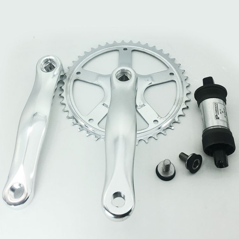 极速复古改装自行车齿盘牙盘铝曲柄170铁齿44TR变速单速通用沙滩