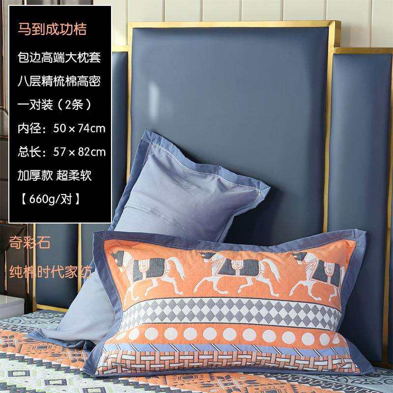 八层纯棉枕套一对装加大加厚大号家用简约柔软透气枕头套