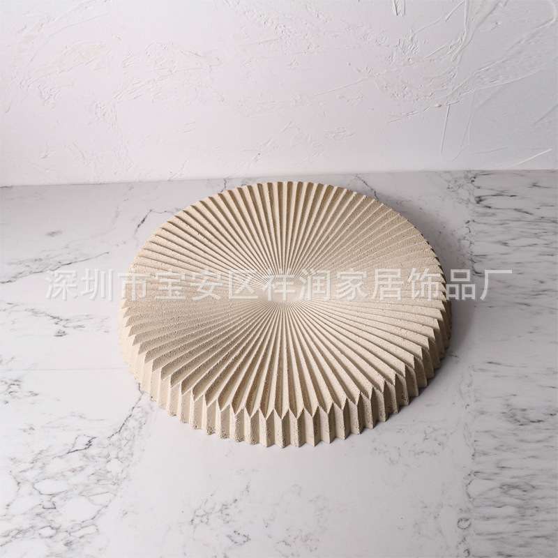 现代轻奢抽象肌理仿石托盘工艺品陈列家居玄关样板房软装饰品摆件