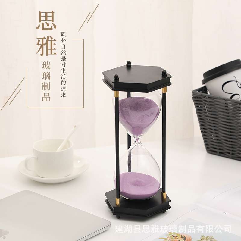 现代简约创意橡木沙漏计时器摆件欧式家居客厅书房书桌装饰品摆设