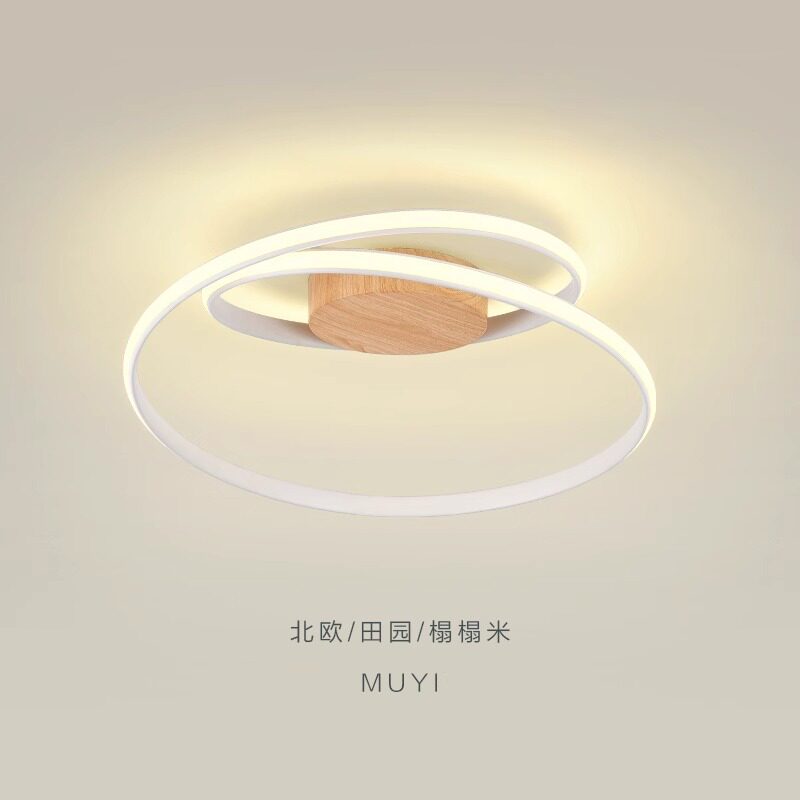 全光谱护眼卧室灯木纹创意异形几何吸顶灯日式极简LED灯个性民宿