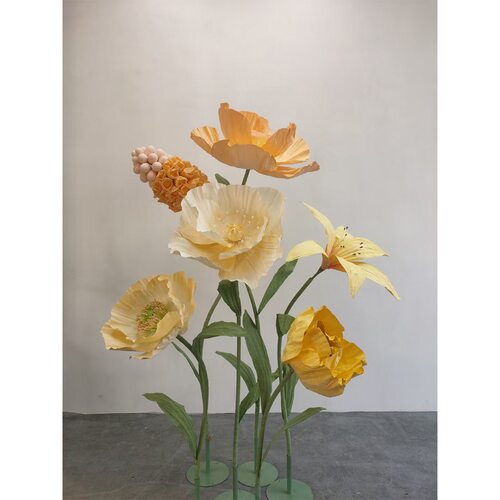 纸艺百合仿真虞美摄影大花婚礼布置售楼部装饰商业美陈仿真花花朵