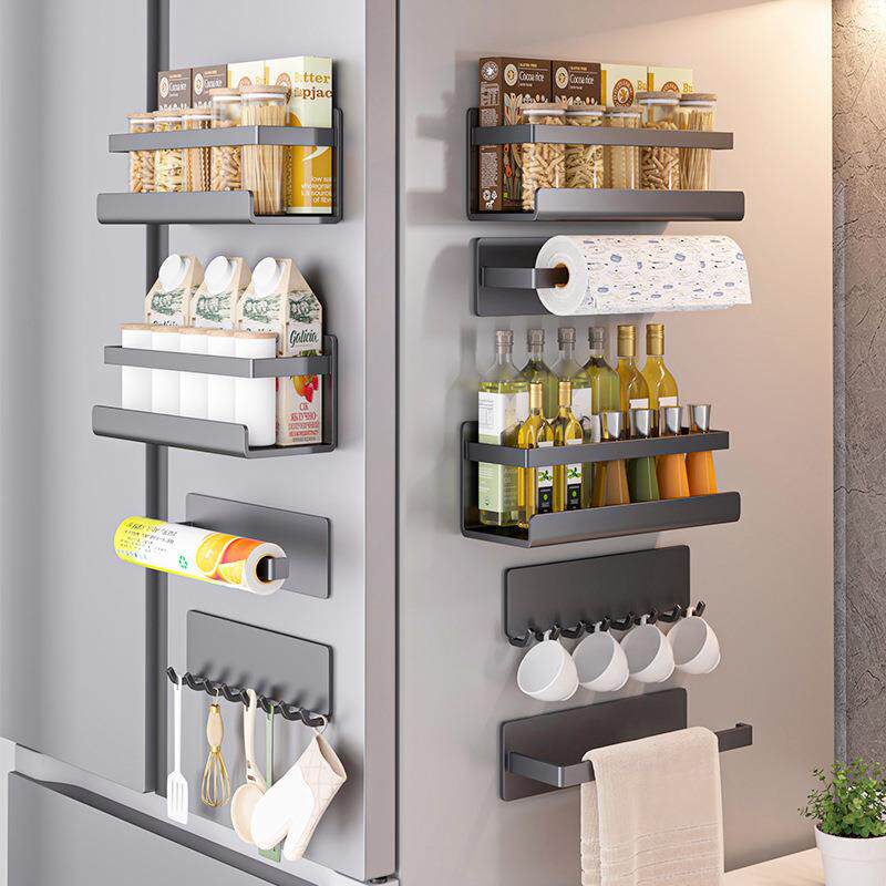 厨房磁吸冰箱外侧面置物架侧收纳挂钩纸巾架免打孔保鲜膜调料架子