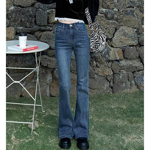 MNVZ牛仔裤2024年新款裤子设计感女小众喇叭裤高腰显瘦拖地裤阔腿