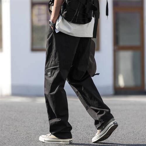 嘿马七作美式复古夏季男款高街斜纹肌工装裤潮牌宽松休闲长裤子