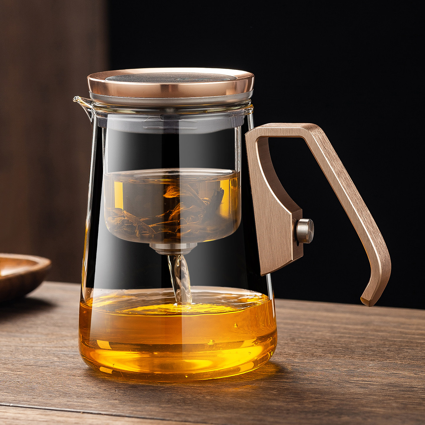 顶壶飘逸杯泡茶壶家用懒人泡茶玻璃冲茶器高档磁吸过滤茶水分离杯