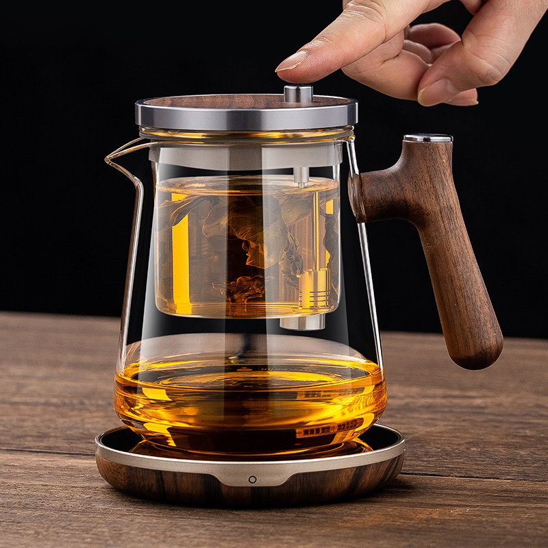 胡桃木飘逸杯泡茶杯2025新款茶水分离泡茶壶玻璃内胆过滤茶冲茶器