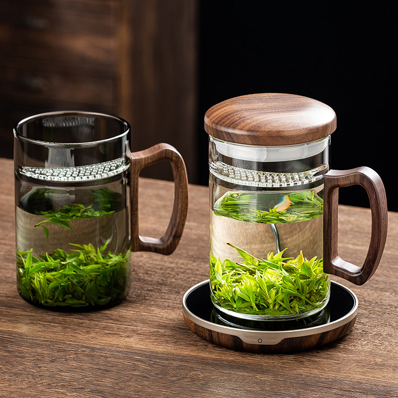 月牙杯耐高温加厚过滤一体玻璃杯办公室个人茶水杯绿茶专用泡茶杯