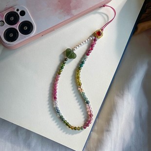 极速天然碧玺手机链挂绳珍珠x挂饰精致挂链串珠挂饰秀气精致手腕