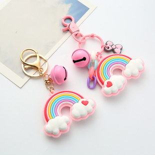 极速Silicone Keyring For Women Cute ShelKl Rainbow Keychain