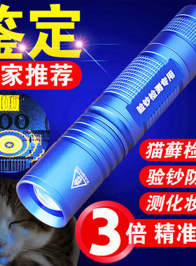 极速验钞灯验钞笔验钱专用超强紫光灯手电筒验钞机玉石.翡翠监定