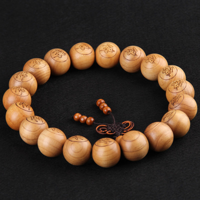 极速桃木佛珠汽车挂件后视镜挂件木雕工艺品桃T木佛字念珠佛具