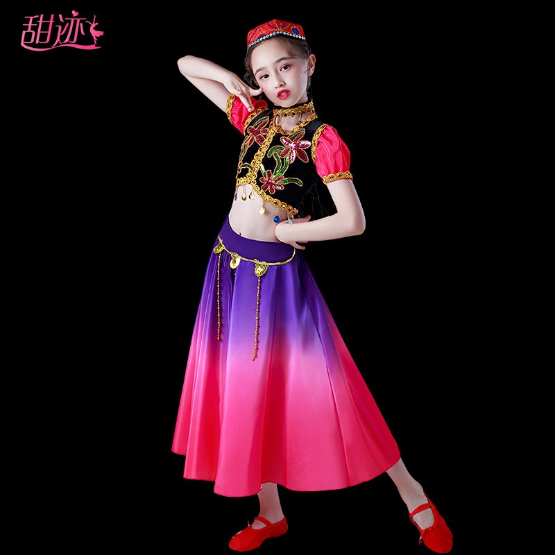 极速新疆舞蹈演出服儿童女童维吾C族维吾尔族古丽民族维族舞蹈服