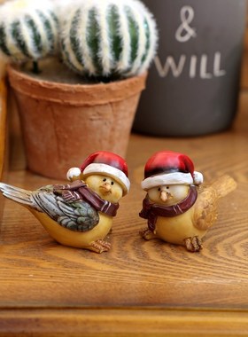 极速乡村风格圣h诞节日装饰圣诞小鸟玄关橱窗客厅圣诞树儿童礼物