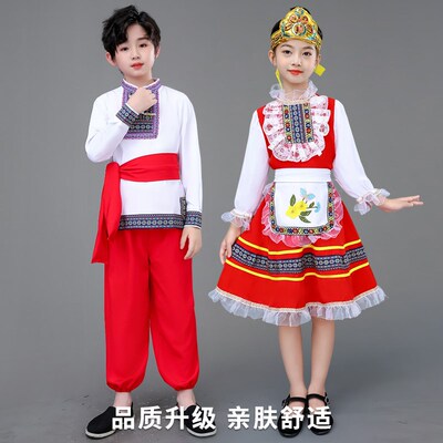 极速俄罗斯族服装儿童新疆维吾族尔服饰女K童哈萨克族男民族舞蹈