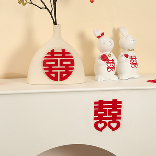 速发静电贴喜字窗花剪纸202新装婚房布置款饰玻璃贴囍字贴结纸婚