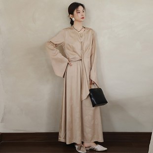 高端缎面上衣半身裙两件 初秋穿搭高级感国风装 速发中新式 禅意套装