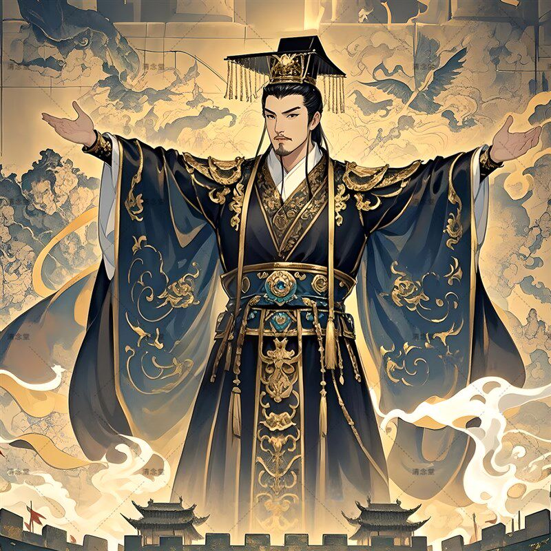 速发秦始皇秦朝开国皇文艺复古海报丝绸装饰画卷轴画挂画画芯