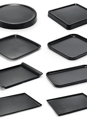 速发黑色日式密胺托盘形方长创意塑料商子烧烤店寿司盘子摆盘餐具