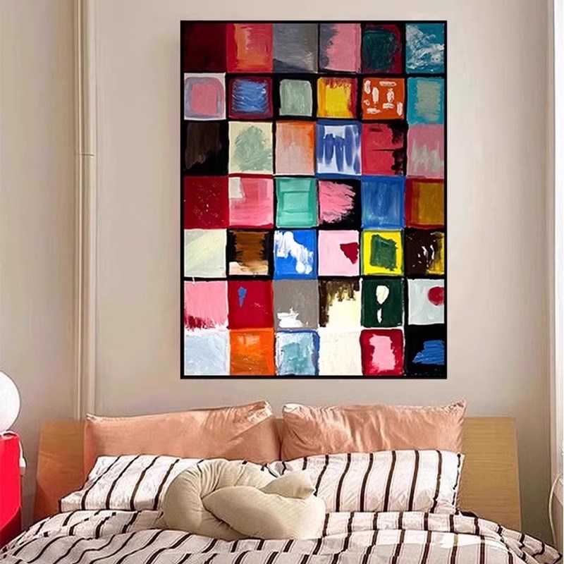 速发色块小众艺术客厅抽象装饰画卧室走廊玄关入户挂画巨幅落地画图片