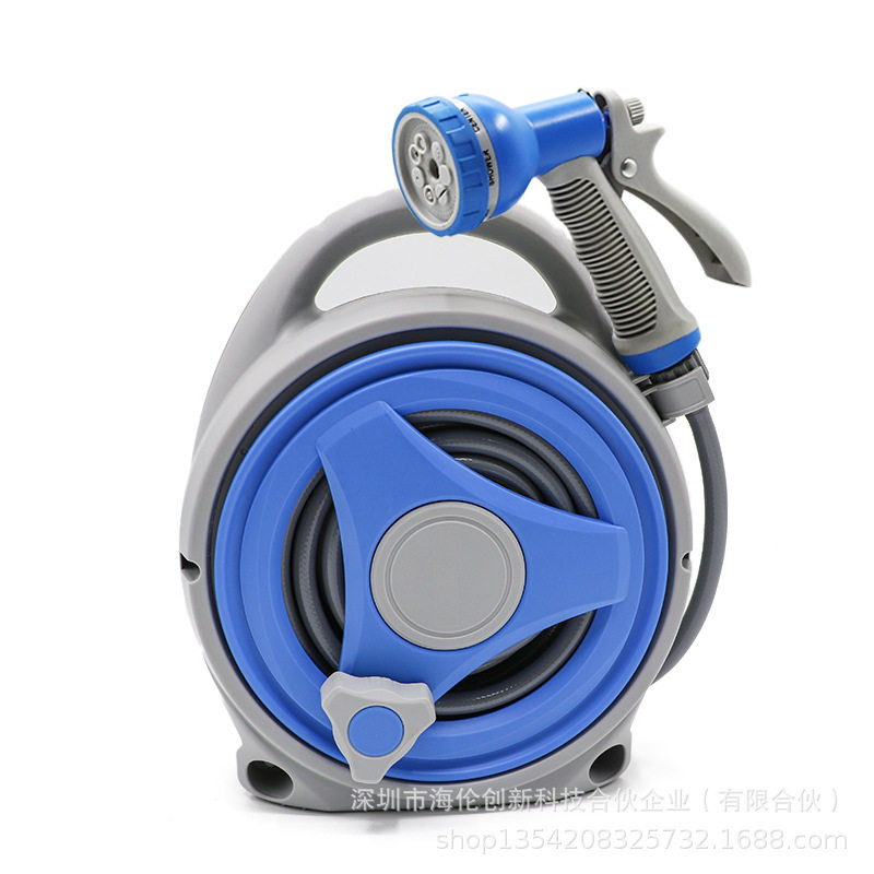 亚马逊手提式家用水管车园林浇花工具美规水管收纳架洗车套装水枪
